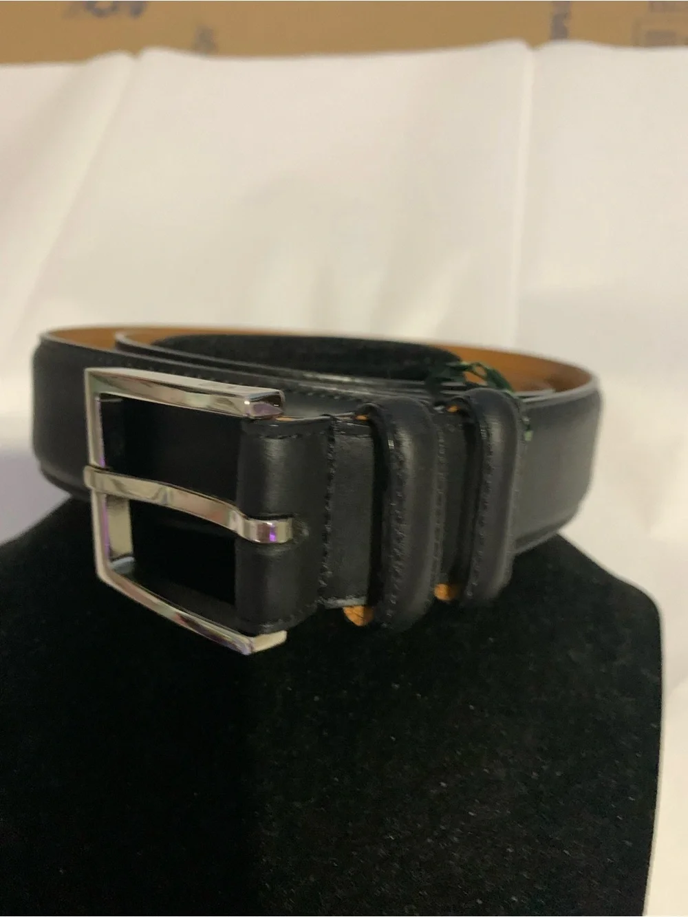 Polo Ralph Lauren Black Italian Leather Dress Belt With Silver Buckle 40